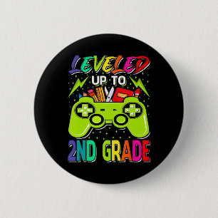 Levelled Up To 2nd Grade Gamer Back To School Firs 6 Cm Round Badge