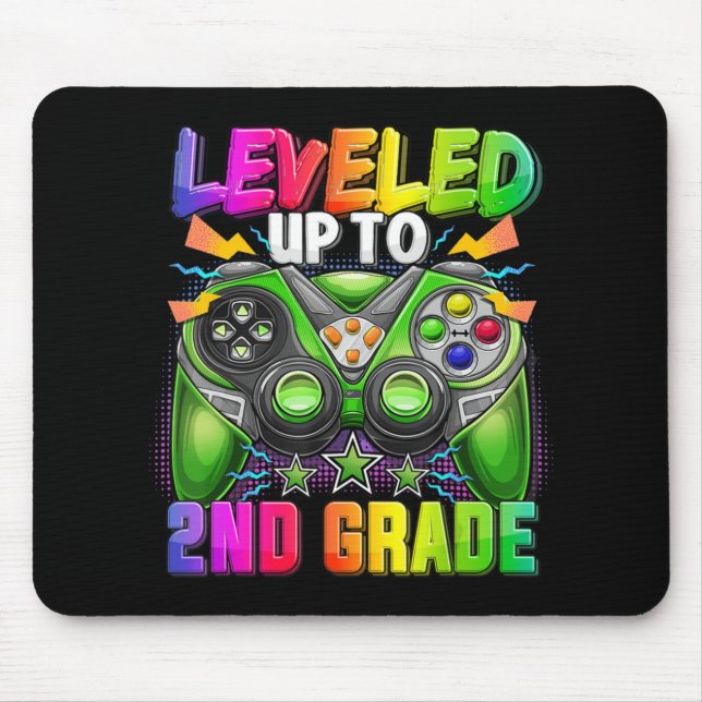 Levelled Up To 2nd Grade Gamer Back To School Firs Mouse Pad (Front)