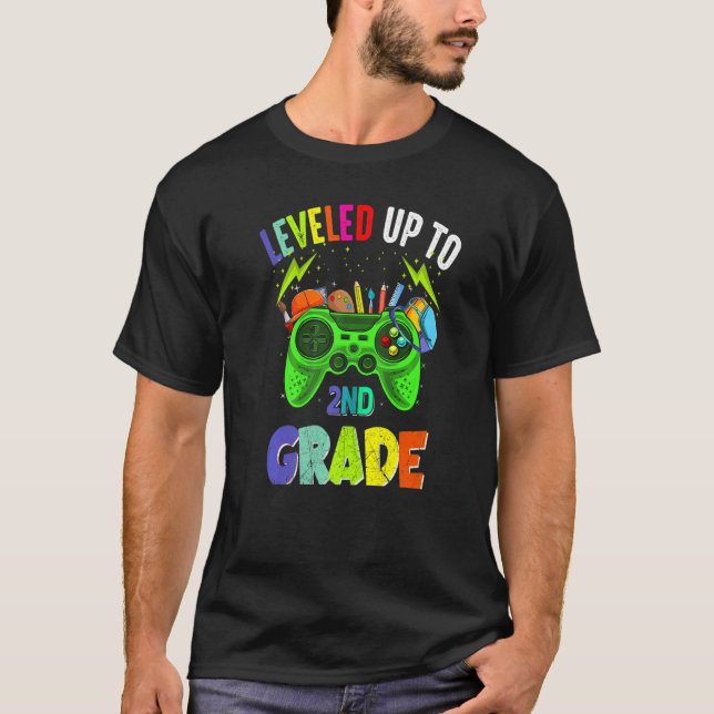 Levelled Up To 2nd Grade Gamer Back To School Firs T-Shirt (Front)