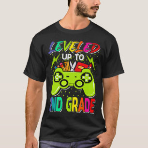 Levelled Up To 2nd Grade Gamer Byck To School Firs T-Shirt