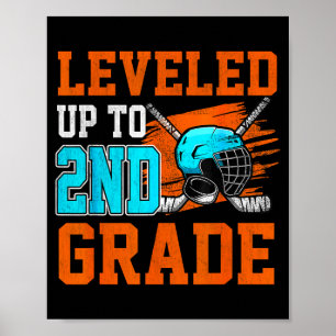 Levelled Up To 2nd Grade Hockey Kids Back To Schoo Poster