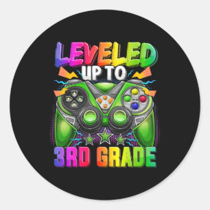 Levelled Up To 3rd Grade Gamer Ck To School First Classic Round Sticker
