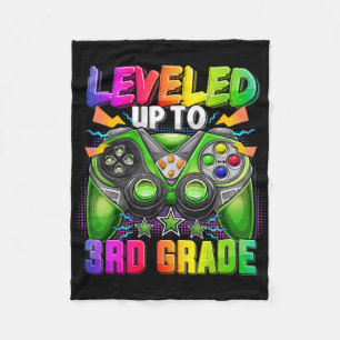 Levelled Up To 3rd Grade Gamer Ck To School First  Fleece Blanket