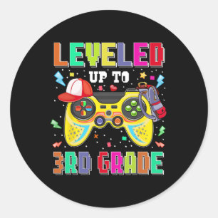 Levelled Up To 3rd Grade Gamer First Day Boys Back Classic Round Sticker