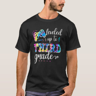 Levelled Up To 3rd Grade Video Game Tie Dye Back T T-Shirt