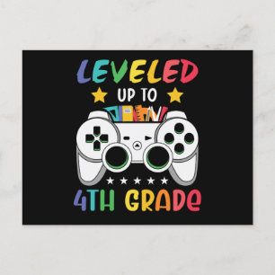 Levelled Up To 4th Grade Back to School Video Game Postcard