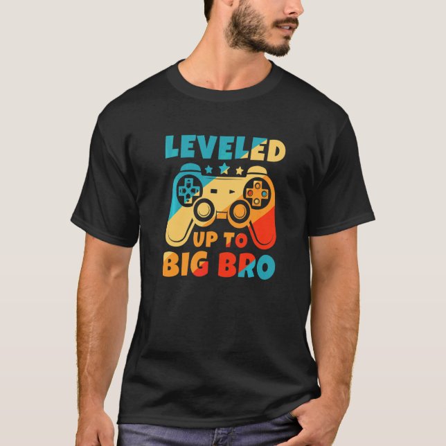 Levelled Up To Big Bro New Brother  Gamer T-Shirt (Front)