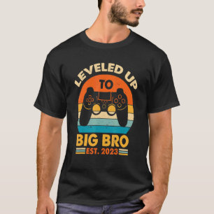 Levelled Up To Big Brother Est 2023 Vintage Retro T-Shirt