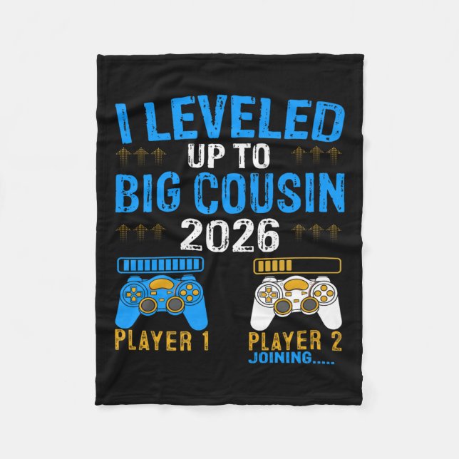 Levelled Up To Big Cousin 2026 Promoted To Future  Fleece Blanket (Front)