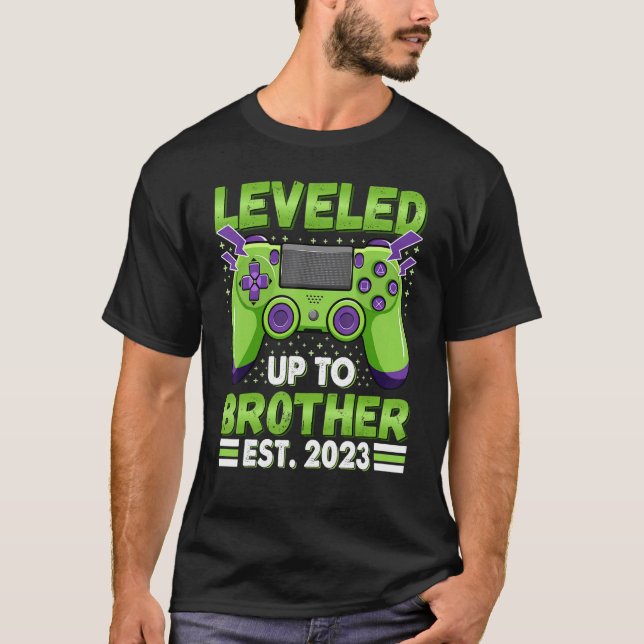 Levelled Up To Brother 2023 Promoted To Big Bro 20 T-Shirt (Front)