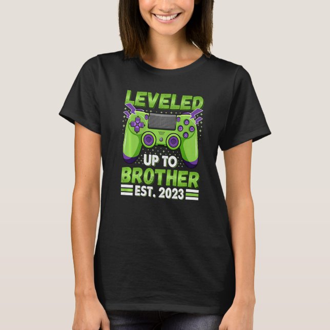 Levelled Up To Brother 2023 Promoted To Big Bro 20 T-Shirt (Front)