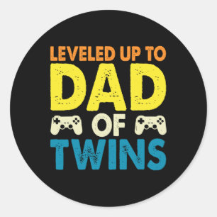 Levelled Up To Dad Of Twins Fathers Day Classic Round Sticker