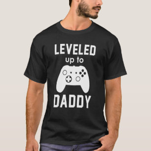 Levelled Up To Daddy New Dad  Video Game Fathers D T-Shirt