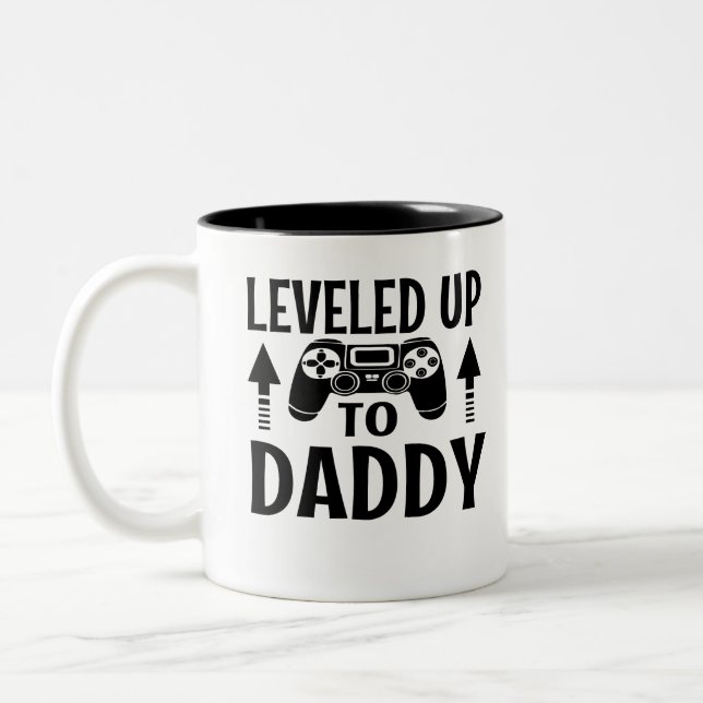 Levelled up to dADDY Two-Tone Coffee Mug (Left)