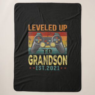 Levelled Up To Grandson 2021 Video Gamer Sherpa Blanket