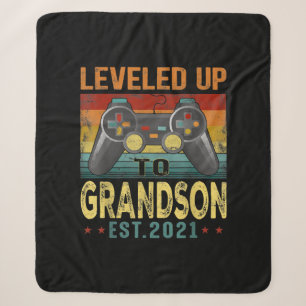 Levelled Up To Grandson 2021 Video Gamer Sherpa Blanket