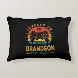 Levelled Up To Grandson Est 2021 Video Gamer Decorative Cushion