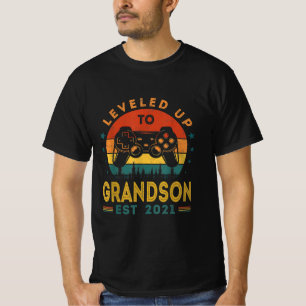 Levelled Up To Grandson Est 2021 Video Gamer T-Shirt