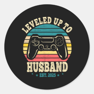 Levelled Up To Husband Est 2025 Newly Married Bach Classic Round Sticker