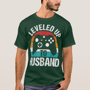 Levelled Up To Husband Funny Gamer Gift  T-Shirt