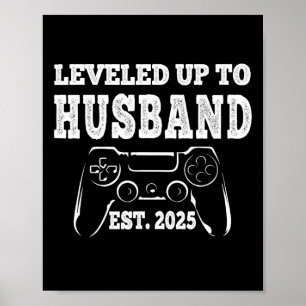 Levelled Up To Husnd 2025 Newlywed Groom Just Marr Poster