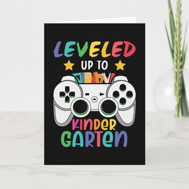 Levelled Up To Kindergarten Back to School Gamer Card (Front)