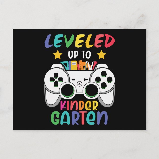 Levelled Up To Kindergarten Back to School Gamer Postcard (Front)