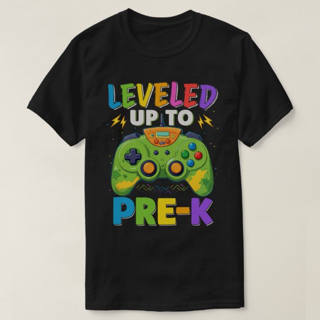 Levelled Up To Pre-k Gamer Back To School Boys T-Shirt (Design Front)
