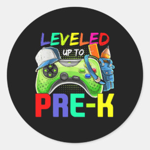 Levelled Up To PreK Gamer Back To School First Day Classic Round Sticker