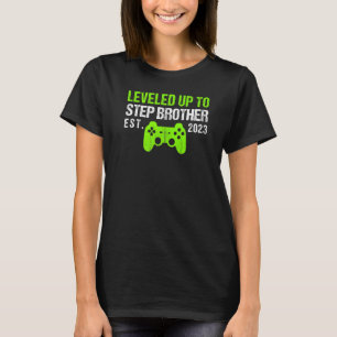 Levelled Up To Step Brother Est 2023  New Brother  T-Shirt