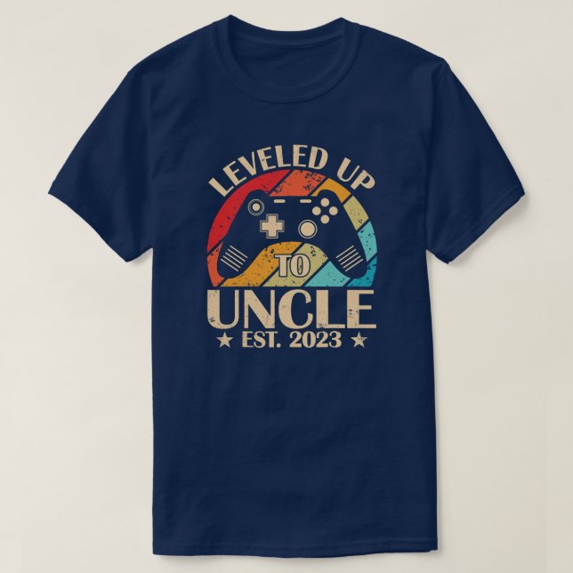 Levelled Up To Uncle 2023 Gift Promoted To Uncle T-Shirt (Design Front)