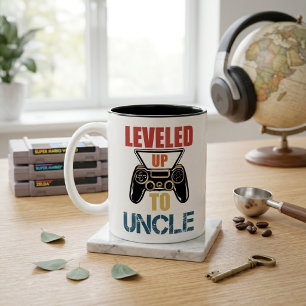 Levelled Up To Uncle New Uncle T-Shirt New Uncle Two-Tone Coffee Mug