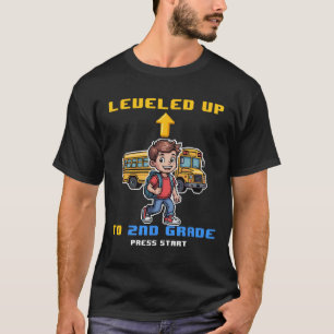 Levelling Up 2nd Grade Ck To School Funny Gamer Bo T-Shirt