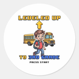 Levelling Up 3rd Grade Ck To School Funny Gamer Bo Classic Round Sticker