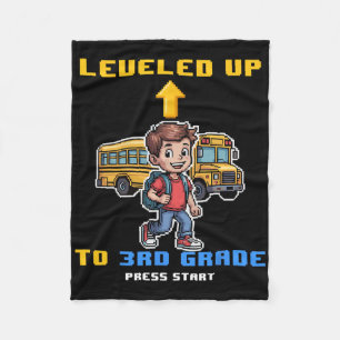 Levelling Up 3rd Grade Ck To School Funny Gamer Bo Fleece Blanket