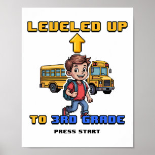 Levelling Up 3rd Grade Ck To School Funny Gamer Bo Poster