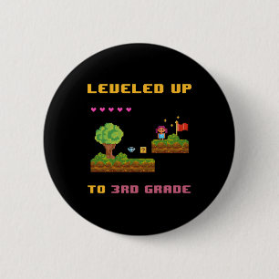 Levelling Up 3rd Grade Ck To School Shirt Funny Ga 6 Cm Round Badge