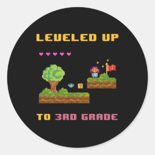 Levelling Up 3rd Grade Ck To School Shirt Funny Ga Classic Round Sticker
