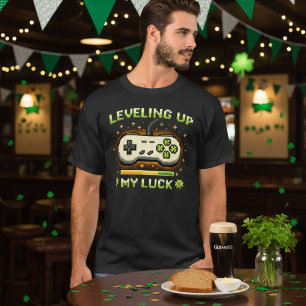Levelling Up My Luck Funny St. Patrick’s Day Gamer T-Shirt