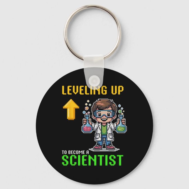 Levelling Up Scientist Ck To School Funny Gamer Bo Key Ring (Front)
