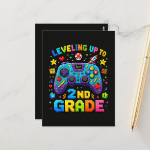 Levelling Up to 2nd Grade Back to School Gamer Postcard