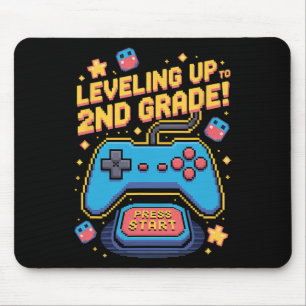 Levelling Up To 2nd Grade Gamer 8 Bit Pixelated Pi Mouse Pad