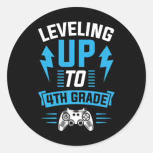 Levelling Up To 4th Grade Fourth Gamer Birthday Pa Classic Round Sticker