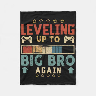 Levelling Up To Big Bro Again Gamer Brother Vintag Fleece Blanket