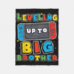 Levelling Up To Big Brother For Gamer Boys Kids Me Fleece Blanket