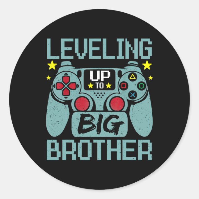 Levelling Up To Big Brother Promoted To Big Bro Le Classic Round Sticker (Front)