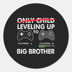 Levelling Up To Big Brother Shirt - Video Game Pla Classic Round Sticker