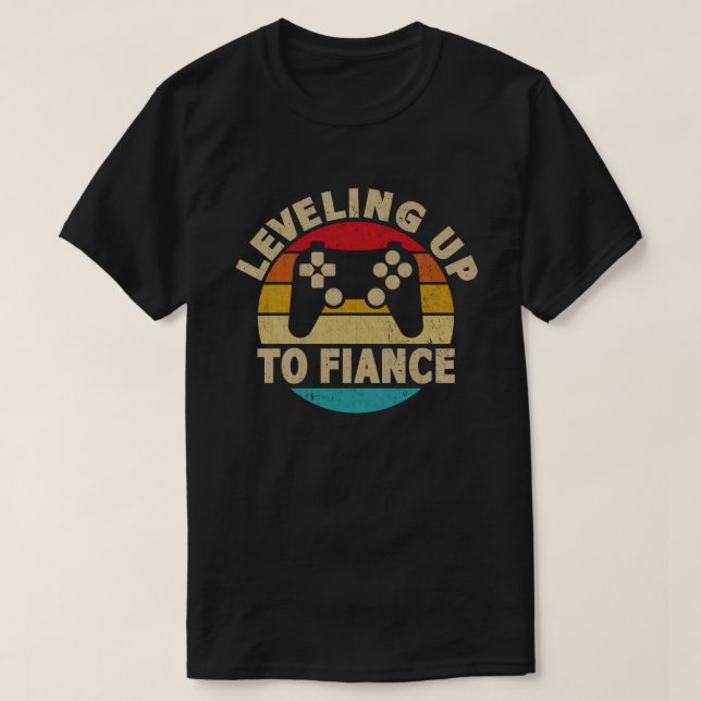 Levelling Up To Fiance Newly Engaged Couple Video T-Shirt (Design Front)