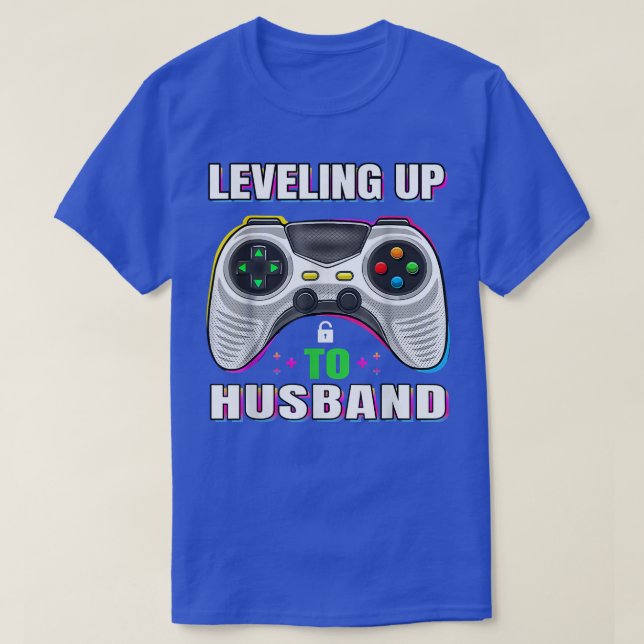 Levelling Up To Husband Matching Groom Video Gamer T-Shirt (Design Front)