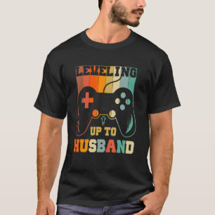 Levelling Up to Husband Mens Groom Bachelor Party T-Shirt